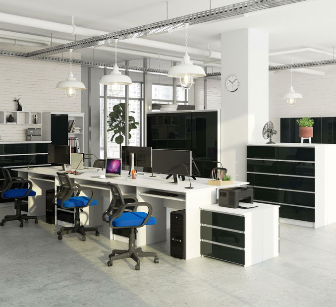 PC stol Bronte (bijela + grafit sjajni)