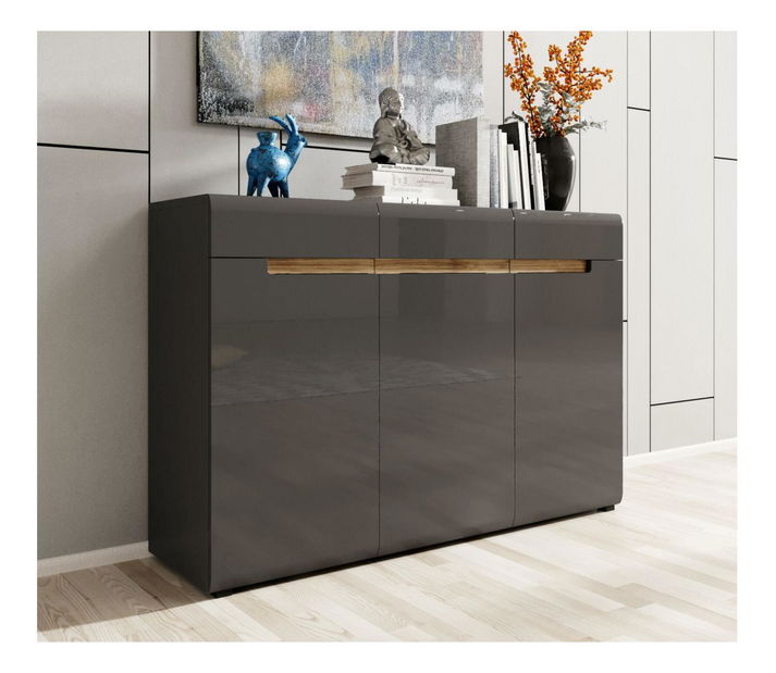 Komoda Hayle Typ 45 (siva + sivi visoki sjaj)