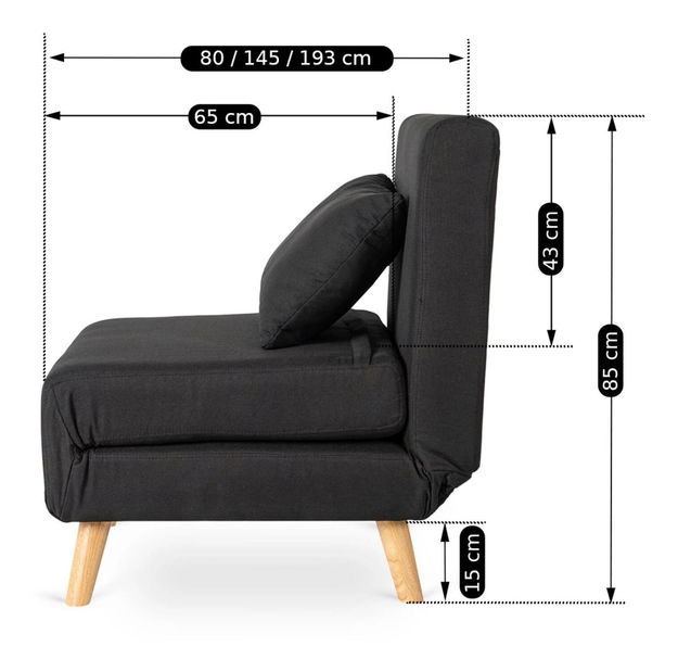 Fotoliu extensibil Motecacleta 1 (negru) 