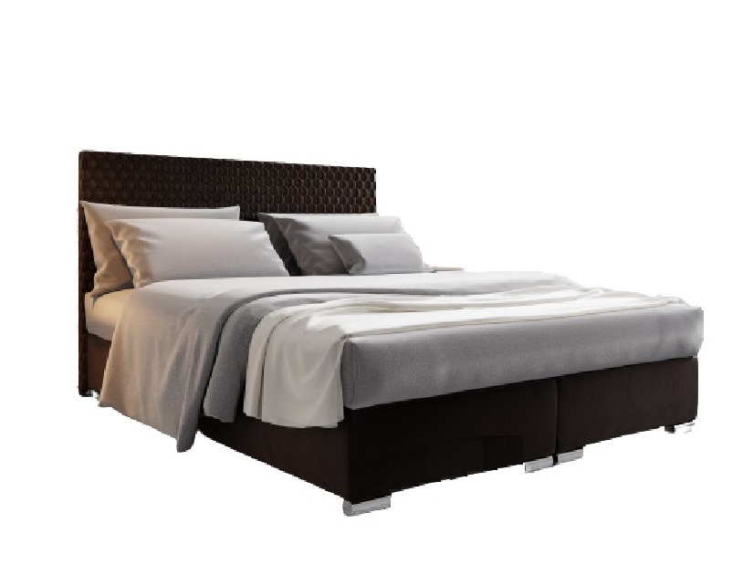 Kontinentálna posteľ 180 cm Harlan Comfort (tmavohnedá) (s roštom, matracom a úl. priestorom)