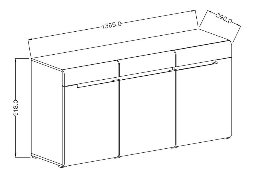 Komoda Hayle Typ 45 (sivá + sivý vysoký lesk) *výpredaj