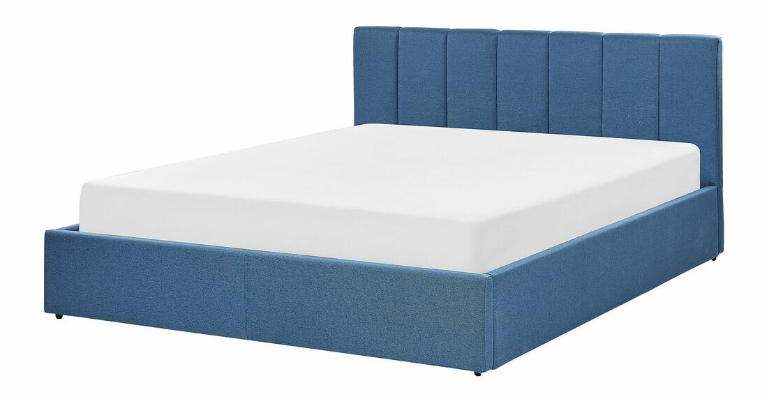Pat matrimonial 160 cm Dabria (albastru) (cu somieră) (cu sp. depozitare)