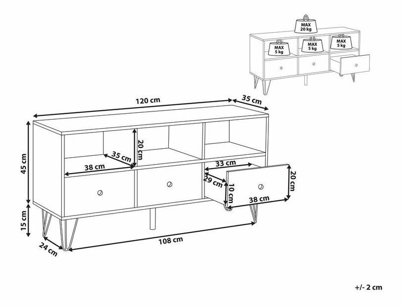 Tv Asztal/Szekrény FOSTE (MDF) (sötét fa)