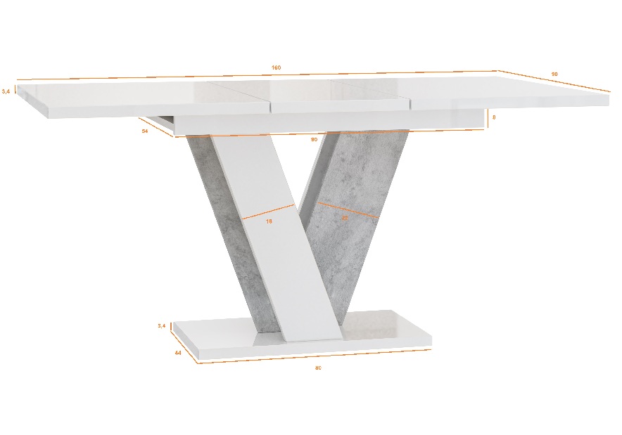 Blagovaonski stol Venag (bijeli sjaj + kamen) (za 4 do 6 osoba) *rasprodaja