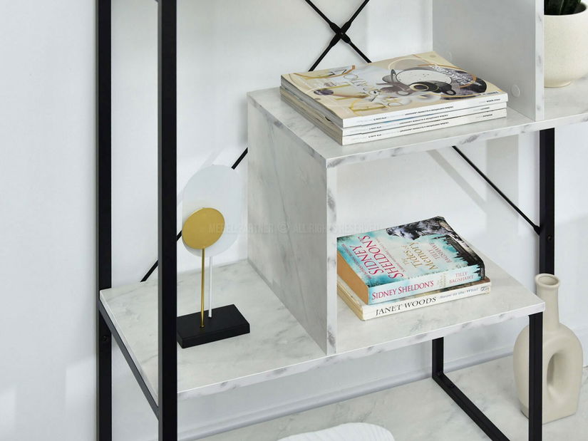 Regál Harp B (fehér márvány + fekete)