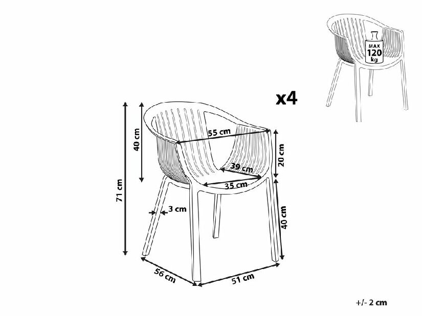 Set vrtnih stolica (4 kom.) Napza (bijela)