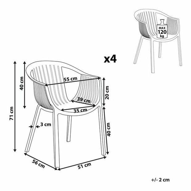 Set 4 ks záhradných stoličiek Napza (biela)
