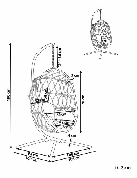 Viseća fotelja Adrina (bijela)