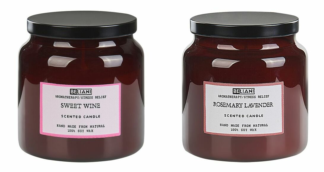 Sada 2 ks vonných sviečok sladké víno/rozmarín a levanduľa Arnfinn (hnedá)