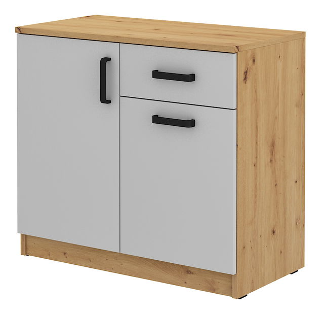 Dulap inferior Mantela 2F1S (Stejar artisan + Gri deschis)