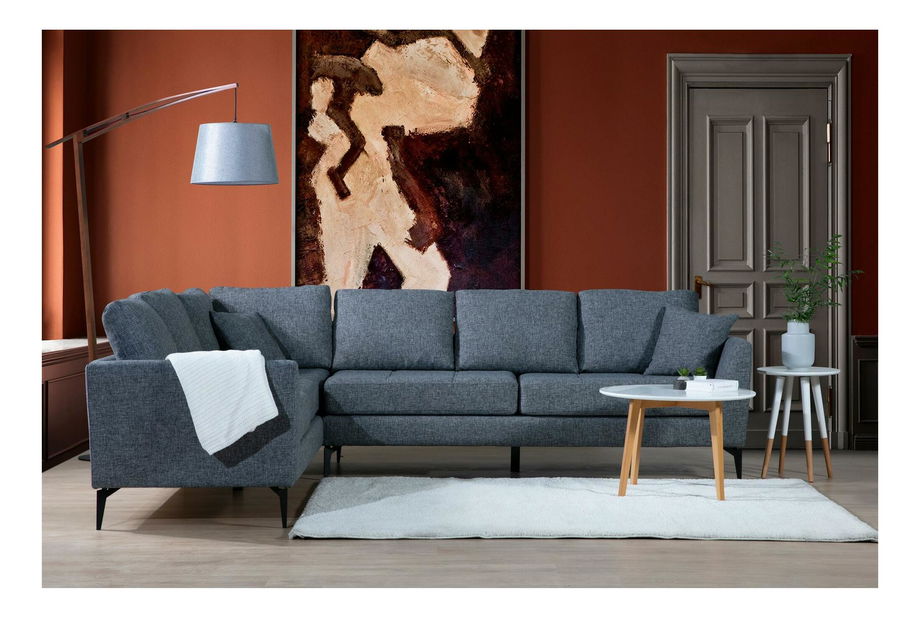 Sarokkanapé Temparina (B) (sötétszürke + fekete)