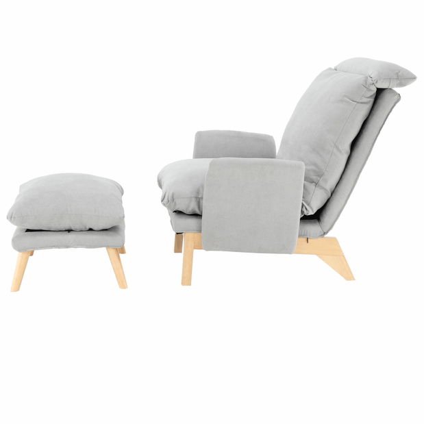 Fotoliu cu suport picioare Zintius (gri deschis)