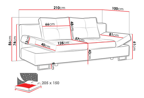 Sofa na razvlačenje Trenata (tamnosiva) 