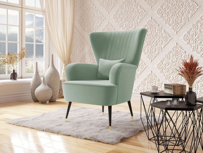 Fotel Perokas (zöld + fekete + arany)