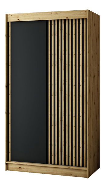 Šatníková skriňa 120 cm Ladonna (dub artisan + čierna matná)
