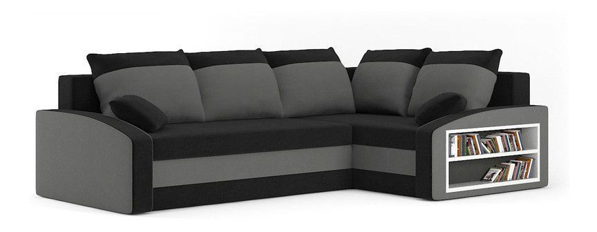 Rohová sedačka Gavriel (čierna + sivá) (s poličkou) (P)