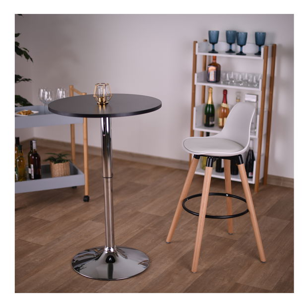 Masă bar cu înălțime reglabilă Biria (negru + crom) 