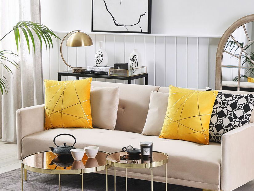 Sada 2 ozdobných vankúšov 45 x 45 cm Pinnie (žltá)