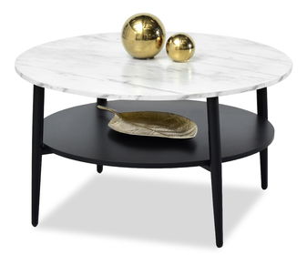 Dohányzóasztal Randolf Xl (fehér márvány + fekete)