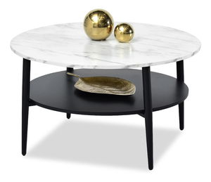 Dohányzóasztal Randolf Xl (fehér márvány + fekete)