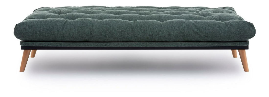 Rozkladacia pohovka Sakotta (zelená + drevo)