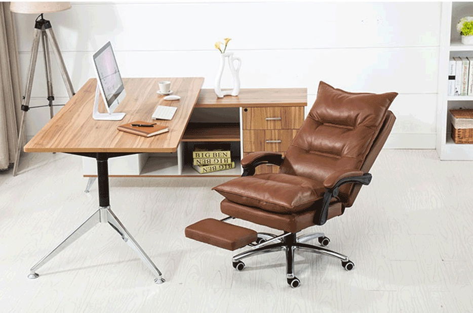 Uredska fotelja s osloncem za noge Drann (smeđa)