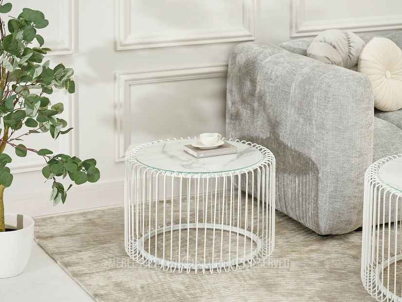 Stolić za kavu Nando (mramor + bijela)