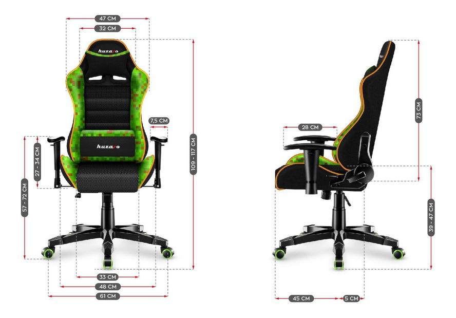 Scaun gaming pentru copii Rover 6 (negru + verde)