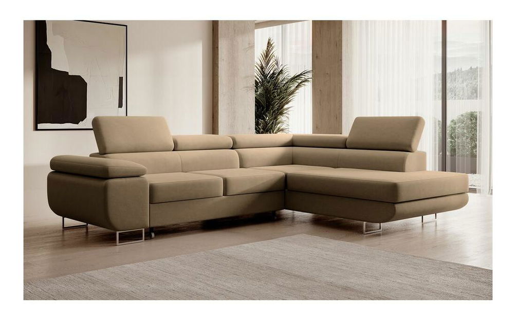 Kutna garnitura Stiletto (D) (bež + srebrna)