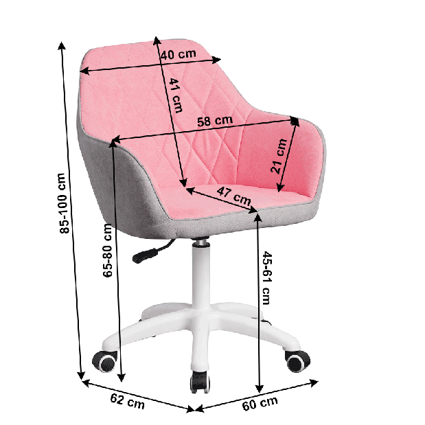 Irodai szék Senta (rózsaszín + szürke) *bazár
