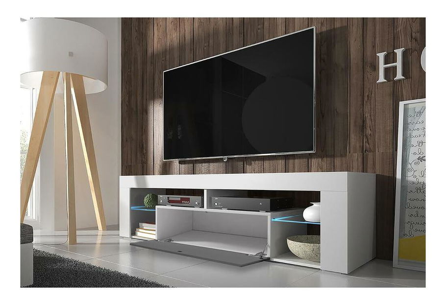 Masă TV Bionca (cu iluminat) (alb + gri)