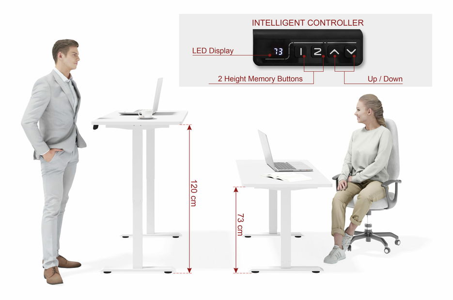 Masă PC electrică Motiva 120 (alb)