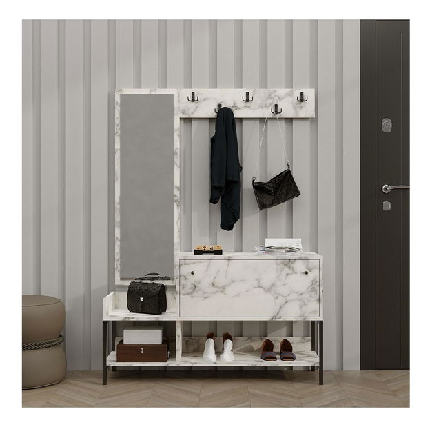 Mobilier hol Aliex 45 (marmură carrara) (cu oglindă)