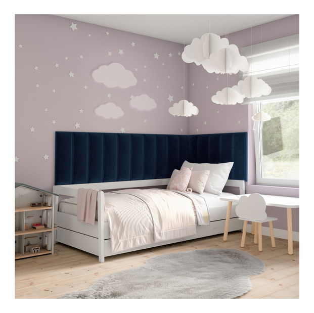 Set 15 čalúnených panelov Quadra 300x60 cm (modrá)