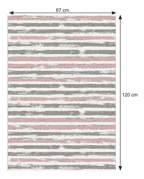 Koberec 67x120 cm Kian 2 (ružová + sivá + biela)