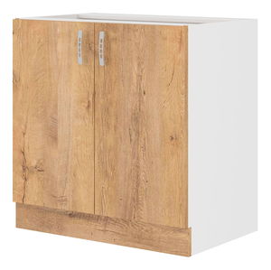 Dulap inferior de bucătărie Sylrona 80 D 2F BB (Alb + Stejar lefkas)