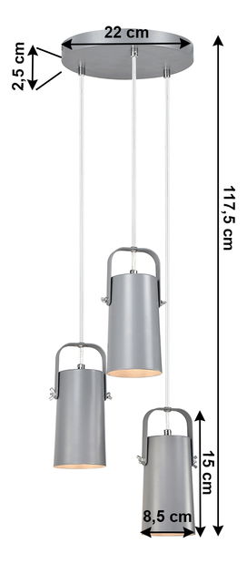 Lampă suspendată Davian (gri)