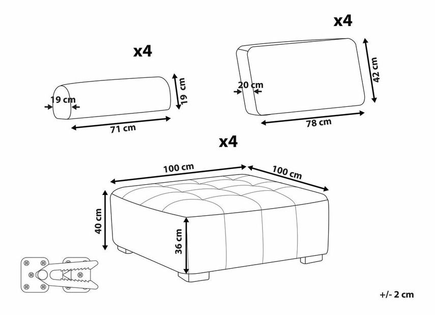 Négyszemélyes kanapé Taj (bézs) 