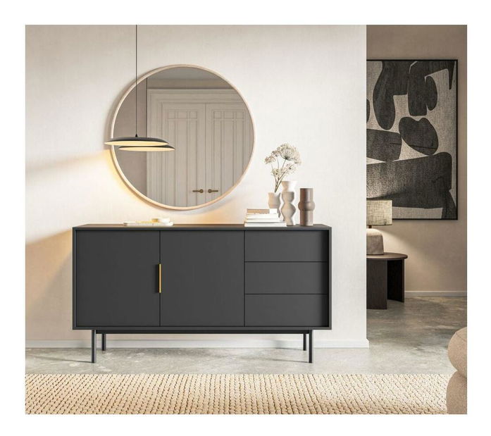 Komoda Vuvaso 2D3S (crna + zlatna) 