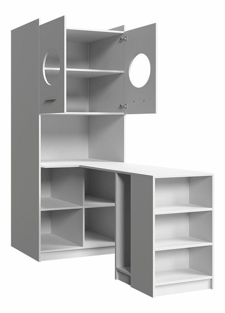 Masă PC de colț Paralia PD02 (Alb + Alb lucios)