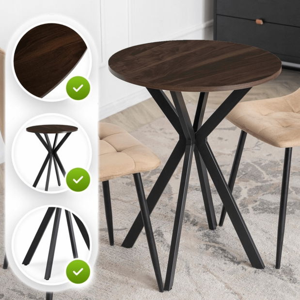 Jedálenský stôl Loren 60 (orech + čierna) (pre 4 osoby)