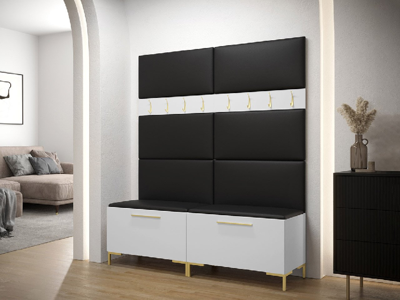 Set mobilier hol Frisala II (Alb) (piele ecologică Soft 011 (Negru))