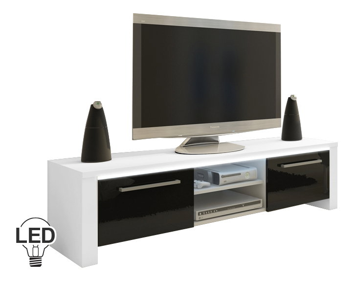 Masă TV/Dulap Freddy (alb + Negru lucios)