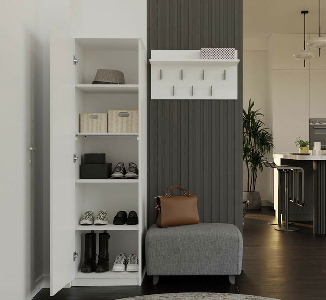 Šatníková skriňa Musecalo 2 (biela) (so zrkadlom)