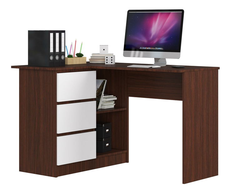 Sarok PC asztal Bodhi (wenge + fehér) (B)