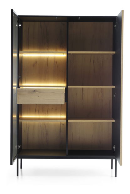 Vitrina Silvano WTSZ104 (crna + hrast wotan) (s LED rasvjetom)