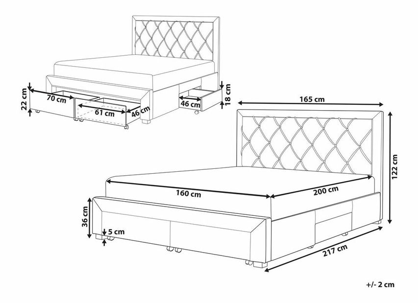Manželská posteľ 160 cm Levi (béžová)