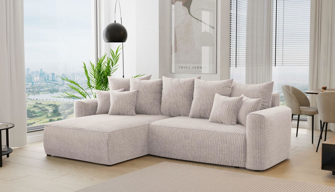 Rohová sedačka Baria (L) (mliečna)