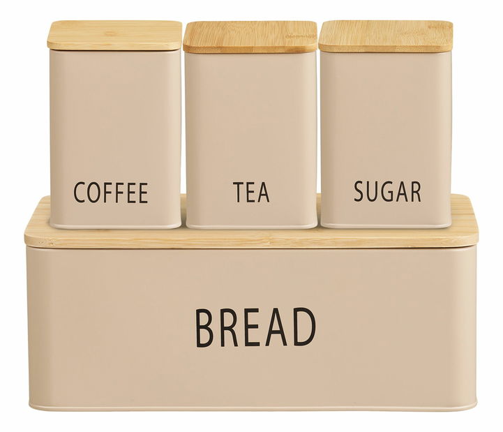 Kuhinjski kutija za kruh s 3 limenke Tiaselia (bež)