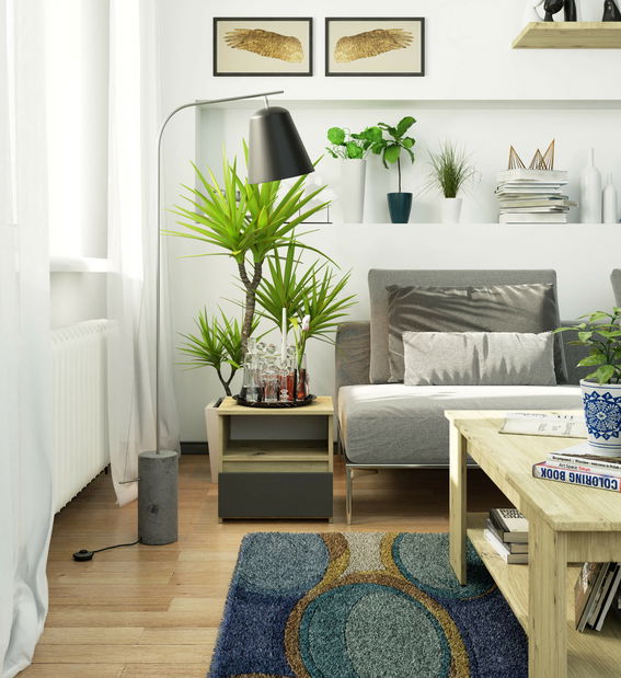 Éjjeliszekrény Cincuenta (artisan tölgy + grafit)